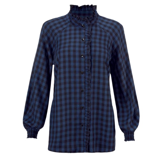 CAbi Tops - CAbi Blue Checkered Button Down Shirt
